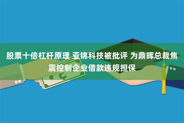 股票十倍杠杆原理 亚锦科技被批评 为鼎晖总裁焦震控制企业借款违规担保